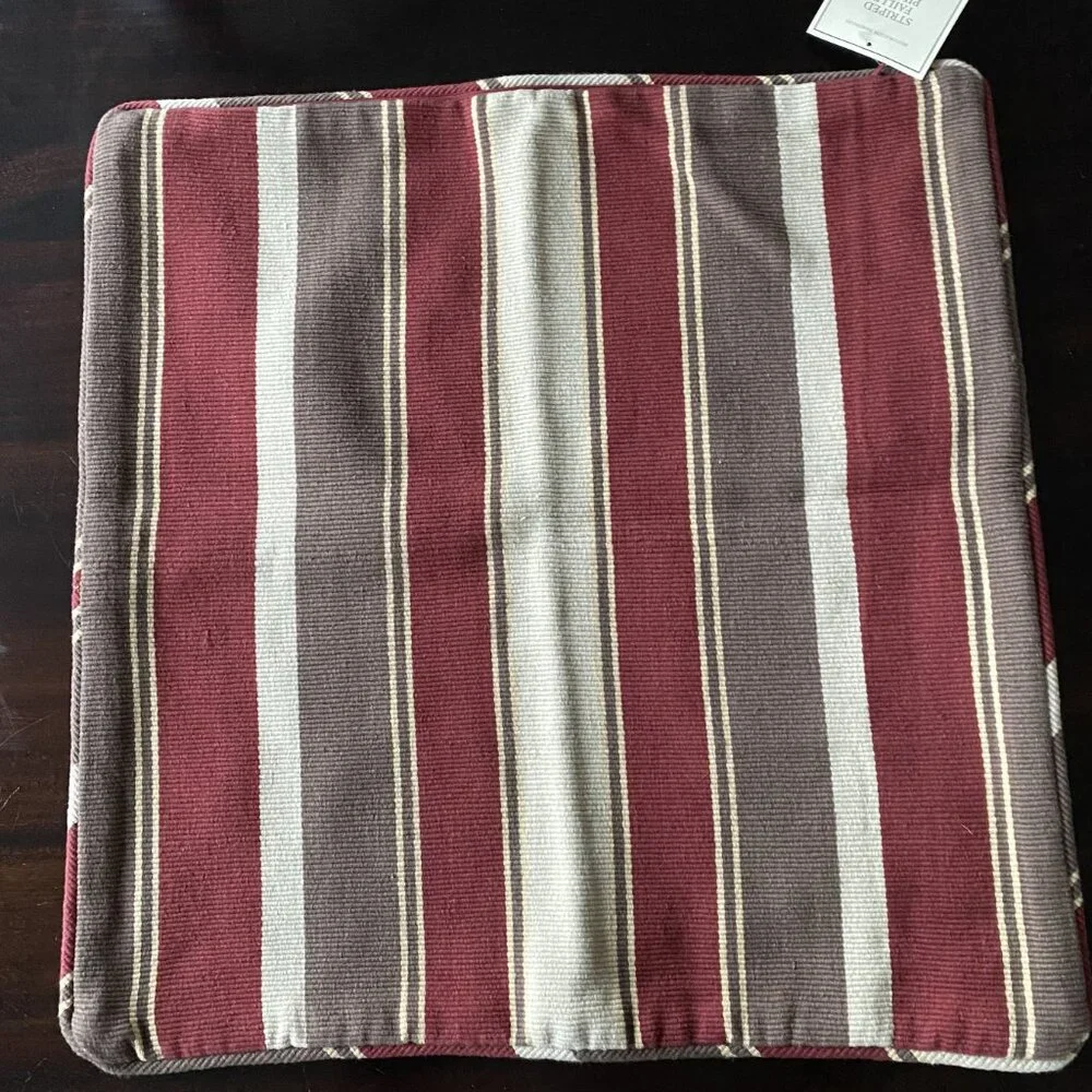 RESTORATION HARDWARE Striped Faille Pillow Cover 100% Cotton 22 x 22 NWT